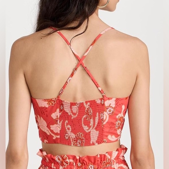 A.L.C. Arit Floral Ruched Crop Top Pink Paisley Print Crop Top - Picture 13 of 15